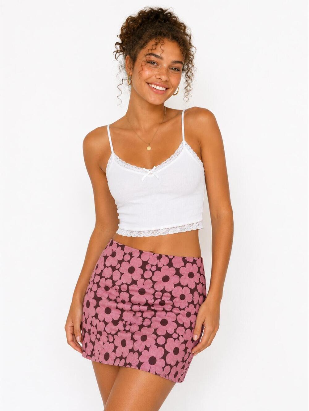 Urban Outfitters Y2K Pink Floral Print Mini Skirt XS